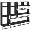 vidaXL Seinariiulikomplekt Seinale kinnitav 6 pcs Must tamm Tehispuit