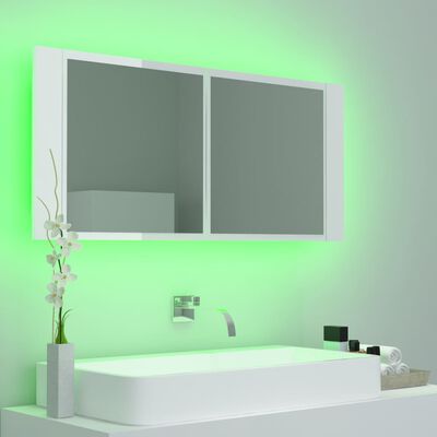 vidaXL LED-peeglikapp kõrgläikega valge 100x12x45 cm, akrüül