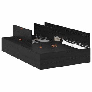 vidaXL Voodi hoiukohaga raam Must tamm 120 x 190 cm Tehispuit