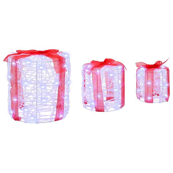 vidaXL Kingituse Karbi Dekoreerimine 3 pcs Külm valge 20 x 20 x 21 cm