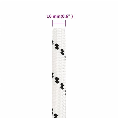 vidaXL paadiköis, valge, 16 mm, 100 m, polüpropüleen