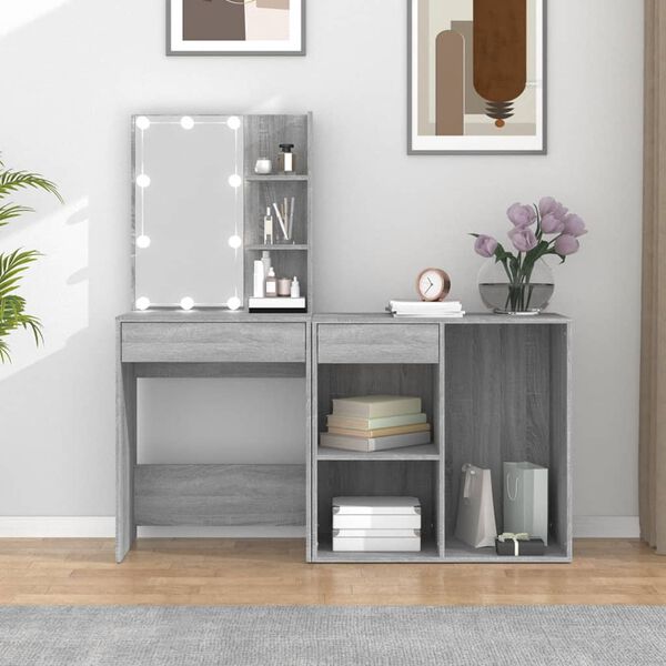 vidaXL LED-tualettlaud kapiga, hall Sonoma tamm, tehispuit