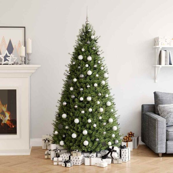 vidaXL 60-osaline jõulukuulide komplekt, 150 LEDi, valge ja hall