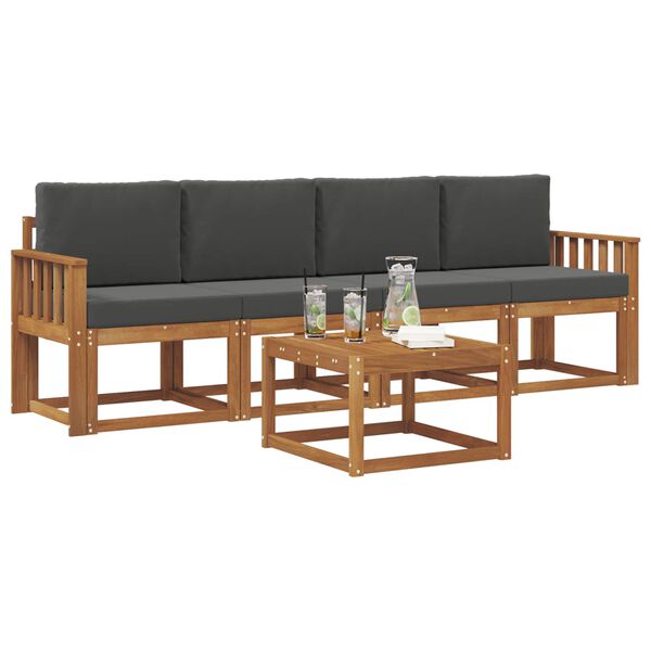 vidaXL V&auml;li diivanikomplekt padjaga 5 pcs Looduslik ja antriit