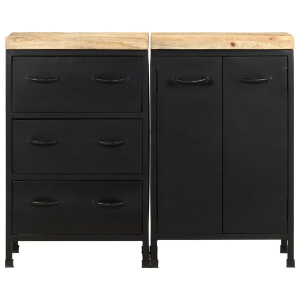 vidaXL puhvetkapp 3 sahtli ja 2 uksega, töötlemata mangopuit