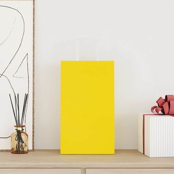 vidaXL paberkotid, 250 tk, k&auml;epidemetega, kollane, 21x11x36 cm