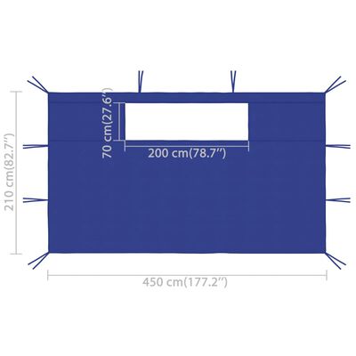 vidaXL lehtla külgseinad akendega 2 tk 4,5 x 2,1 m sinine 70 g/m²