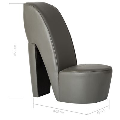 vidaXL kõrge kontsa kujuga tool, hall, kunstnahk