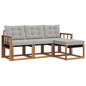 vidaXL V&auml;li diivanikomplekt padjaga 4 pcs Looduslik ja Hele Hall