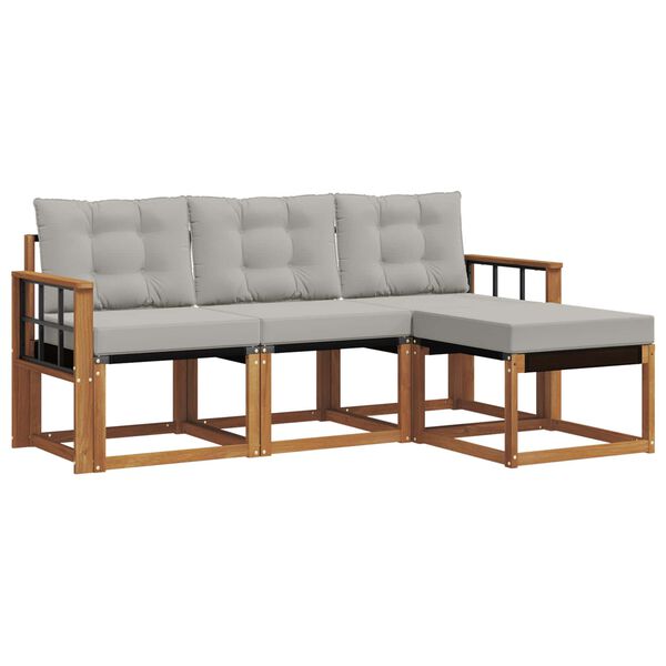 vidaXL V&auml;li diivanikomplekt padjaga 4 pcs Looduslik ja Hele Hall