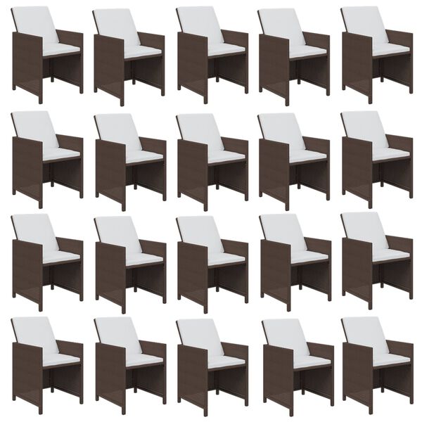 vidaXL 21-osaline aiam&ouml;&ouml;bli komplekt patjadega, pruun, pol&uuml;rotang