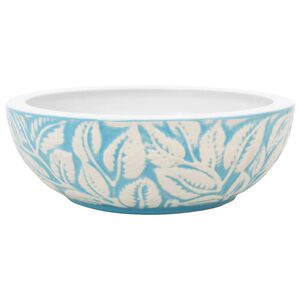 vidaXL valamu t&ouml;&ouml;pinnale, valge ja sinine, &uuml;mar, &Phi;41x14, keraamiline