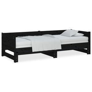 vidaXL v&auml;ljat&otilde;mmatav p&auml;evavoodi, must, m&auml;nnipuit, 2 x (90-190) cm