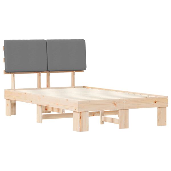 vidaXL Voodiraam Pehme Peatoega peaga Helehall 120 x 200 cm Tahke m&auml;nd