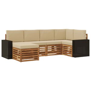 vidaXL Nurgadiivanikomplekt padjaga 6 pcs Looduslik ja beež