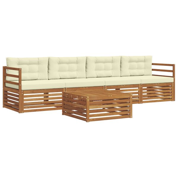 vidaXL V&auml;li diivanikomplekt padjaga 5 pcs Looduslik ja kreem