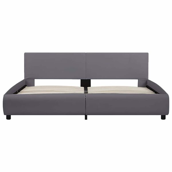 vidaXL voodiraam LEDiga, hall, kunstnahast, 180 x 200 cm