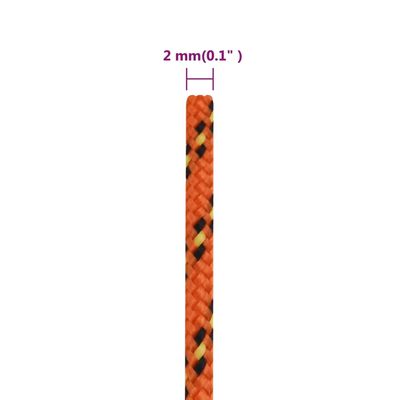 vidaXL paadiköis, oranž, 2 mm, 25 m, polüpropüleen