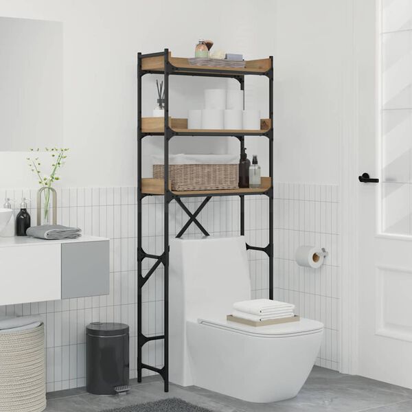 vidaXL Pesumasina riiul riiuliga K&auml;sit&ouml;&ouml;puu 67 x 25 x 163 cm Tehispuit