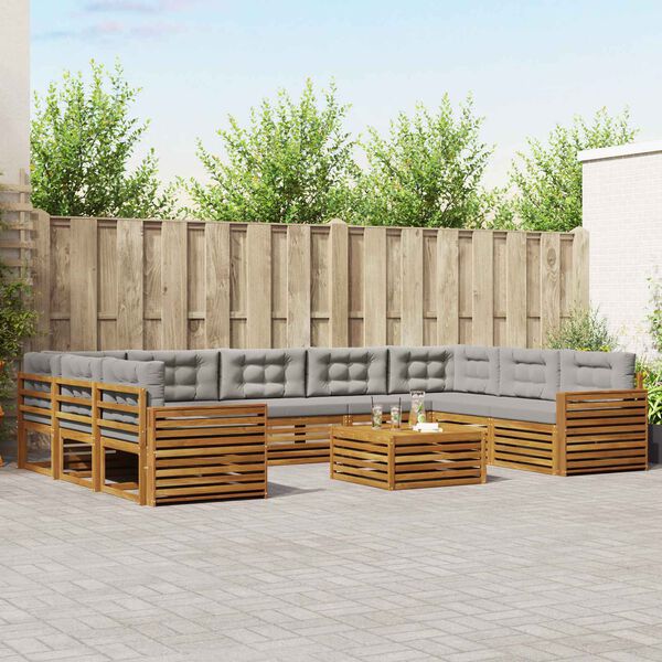 vidaXL V&auml;li diivanikomplekt padjaga 10 pcs Looduslik ja Hele Hall