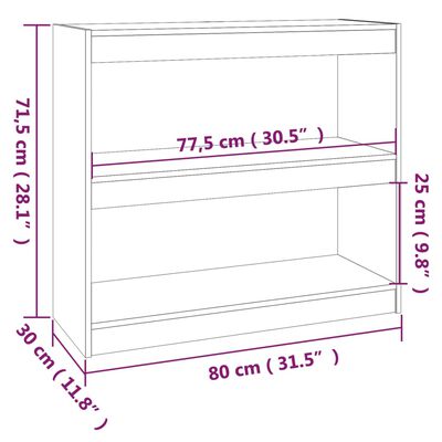 vidaXL raamaturiiul/ruumijagaja, valge 80 x 30 x 71,5 cm täismännipuit