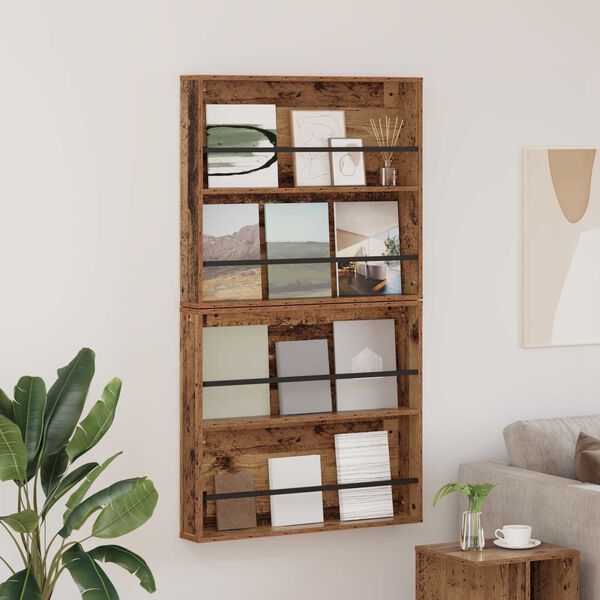 vidaXL Ajakirja riiul 2 pcs Vana puit 80 x 12 x 70 cm Tehispuit