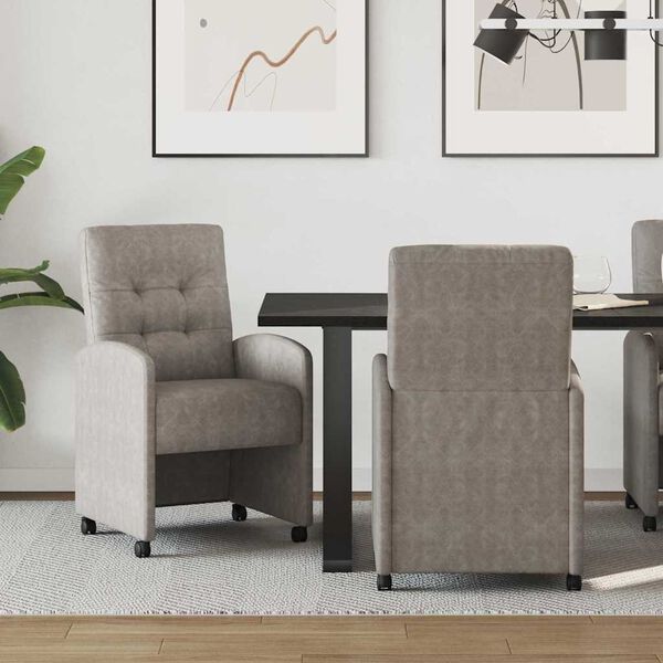 vidaXL Ratastega S&ouml;&ouml;gi-toolid 2 pcs Hall 58 x 67 x 97 cm Kunstnahk