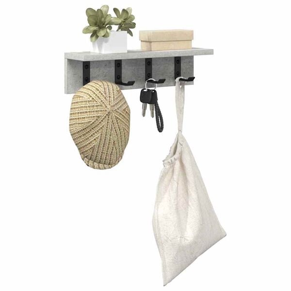 vidaXL Seinale kinnitatav riidepuu Betoonhall 40 x 10,5 x 10,5 cm