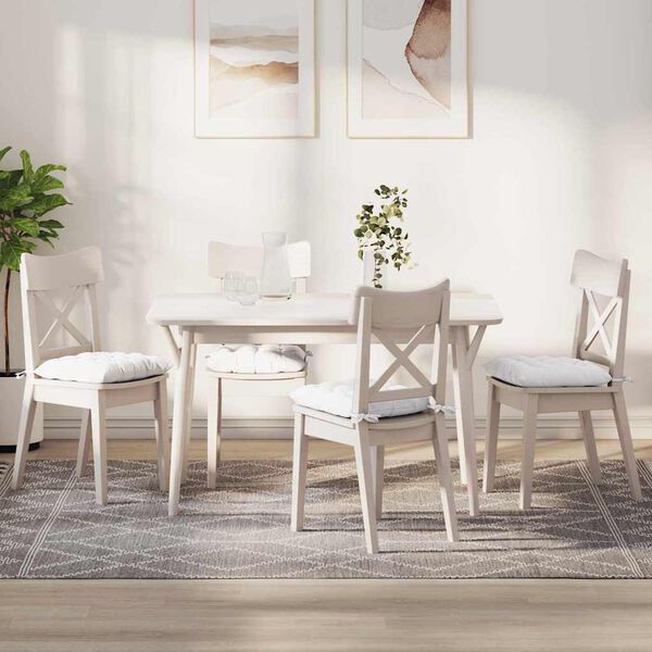 vidaXL Istumispatjad 4 pcs Valge 40 x 40 x 6 cm kangas