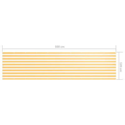 vidaXL rõdusirm, valge ja kollane, 120 x 500 cm, oxford-kangas