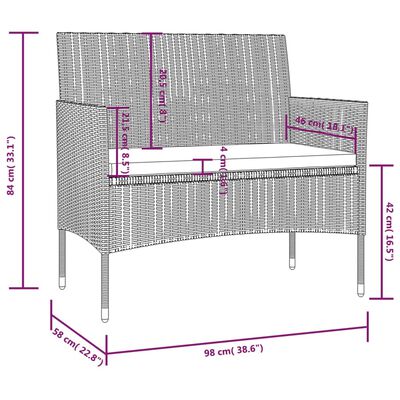 vidaXL 8-osaline aiamööblikomplekt istmepatjadega, polürotang, must