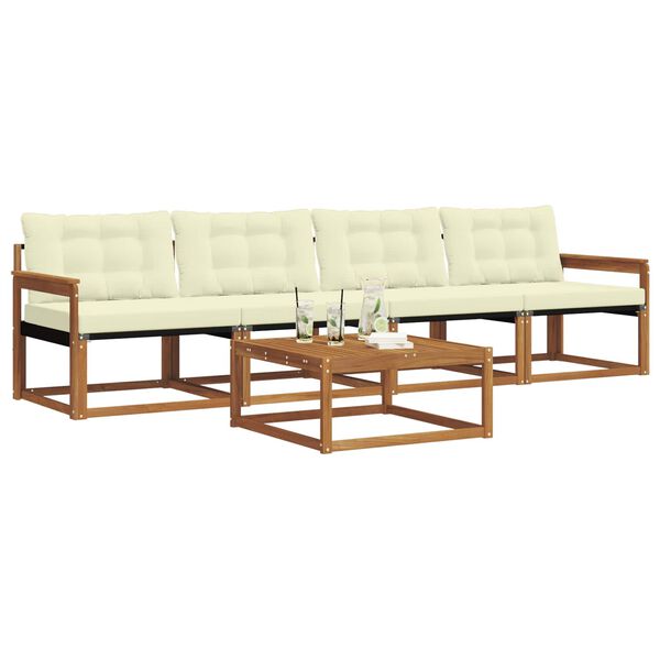 vidaXL V&auml;li diivanikomplekt padjaga 5 pcs Looduslik ja kreem