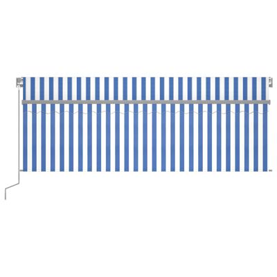 vidaXL käsitsi sissetõmmatav varikatus rulooga, 4 x 3 m, sinine/valge