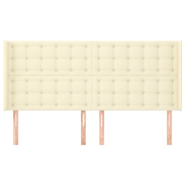 vidaXL voodipeats servadega, kreemjas, 203x16x118/128 cm, kunstnahk