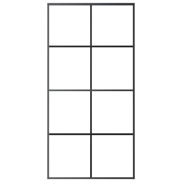 vidaXL liuguks, must, 102,5 x 205 cm, ESG-klaas ja alumiinium