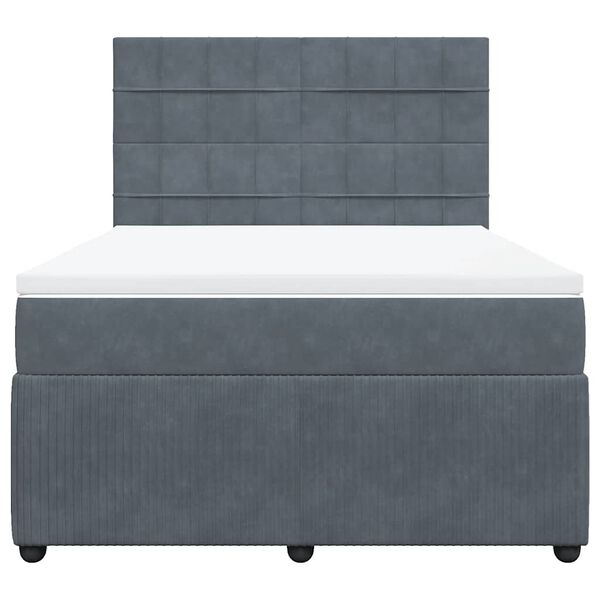 vidaXL kontinentaalvoodi madratsiga,tumehall, 140x190 cm, samet