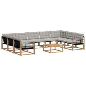 vidaXL V&auml;li diivanikomplekt padjaga 10 pcs Valge ja helehall