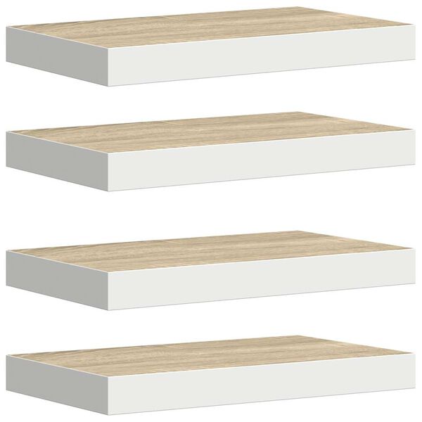 vidaXL seinariiulid, 4 tk, tamm ja valge, 50 x 23 x 3,8 cm MDF
