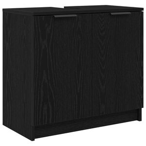 vidaXL Vannitoa kapp uksega Must tamm 64,5 x 33,5 x 59 cm Tehispuit