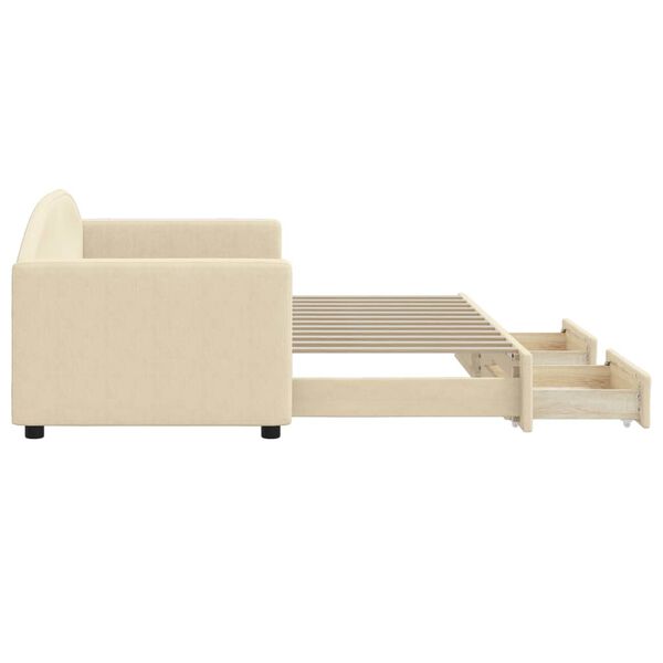 vidaXL diivanvoodi väljatõmmatava osaga, kreemjas, 80x200 cm, kangas