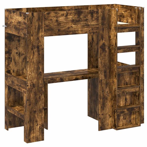 vidaXL Narivoodi raam lauaga Suitsetatud tamm 75 x 190 cm Tehispuit