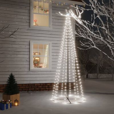 vidaXL koonusekujuline jõulupuu, külm valge, 310 LEDi, 100 x 300 cm