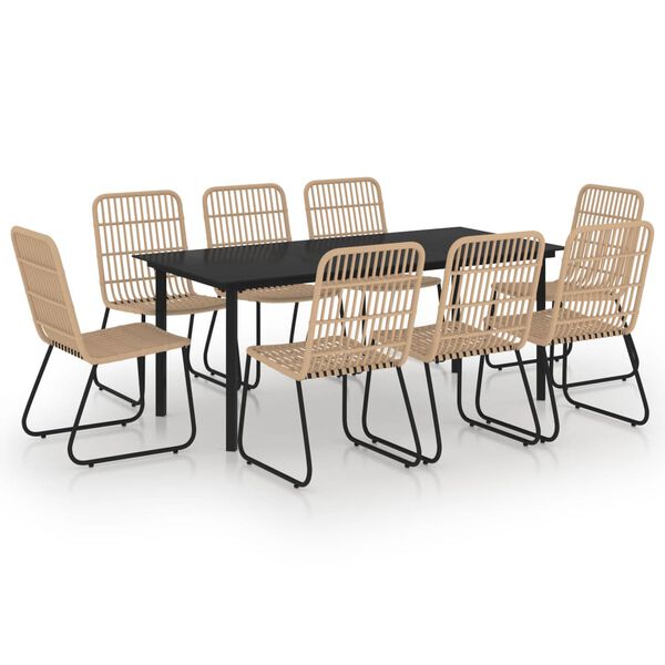 vidaXL 9-osaline aiam&ouml;&ouml;blikomplekt, pol&uuml;rotang ja klaas