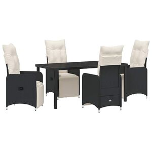 vidaXL Aia s&ouml;&ouml;gilaudade komplekt 5 pcs Must pol&uuml;rotang