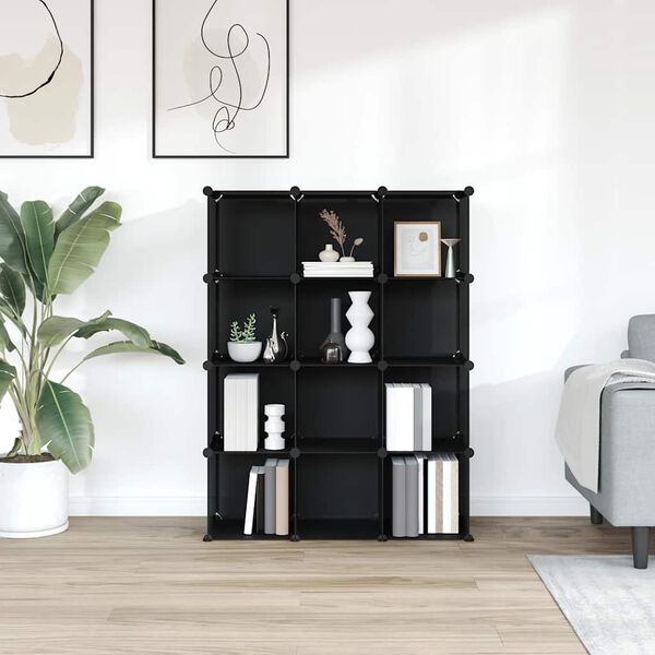 vidaXL hoiukuubikutega korrastaja, 12 kuubikut, must, PP
