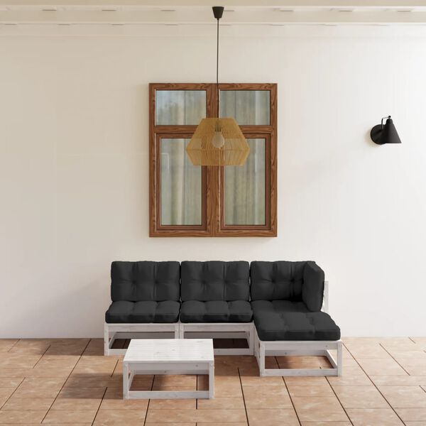 vidaXL 5-osaline aiamööbli komplekt istmepatjadega, toekas männipuit