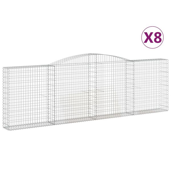 vidaXL kaarekujulised gabioonkorvid 8 tk, 400x30x120/140 cm, raud