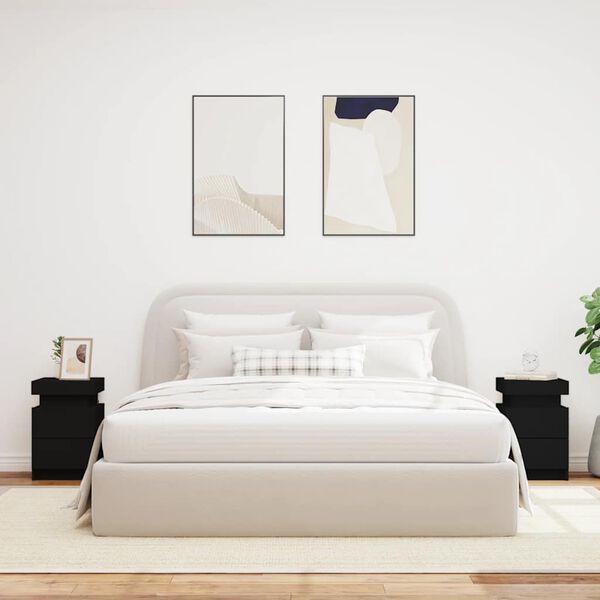 vidaXL &ouml;&ouml;kapid LED-tuledega 2 tk, must, 35 x 39 x 55 cm