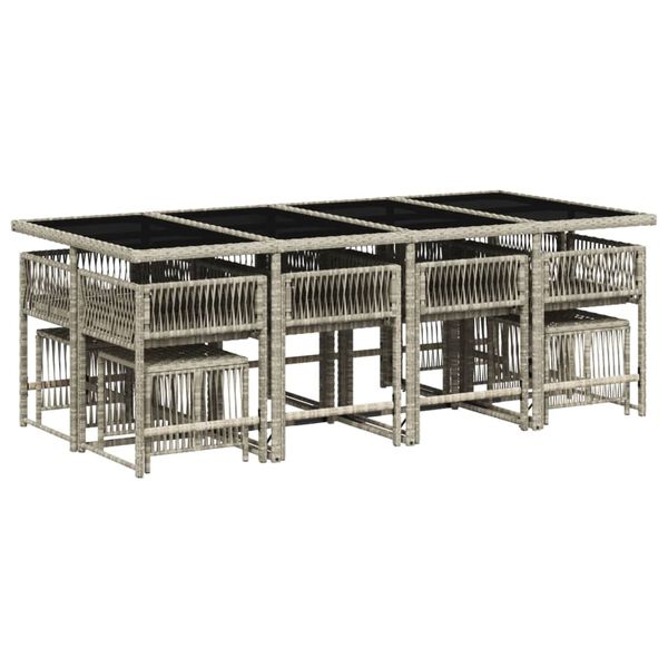 vidaXL 13-osaline aia s&ouml;&ouml;gim&ouml;&ouml;bli komplekt patjadega, hall, pol&uuml;rotang