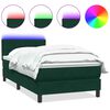 vidaXL kontinentaalvoodi madrats ja LED Tumeroheline 100x220 cm samet